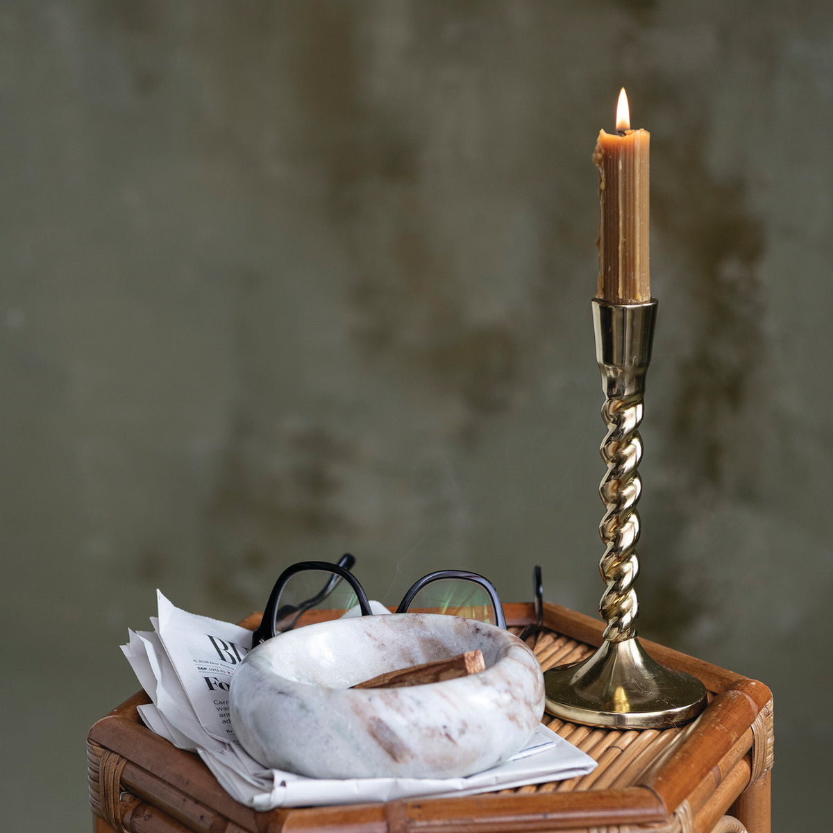 Cast Aluminum Twisted Taper Holder - Gold