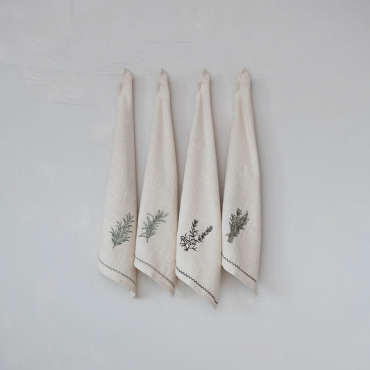 Cotton Tea Towel with Embroidery