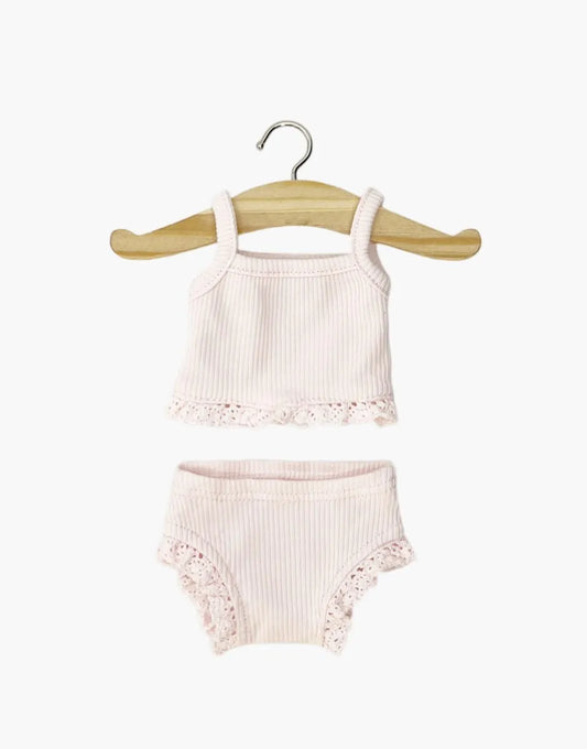 Minikane - Ribbed + Lace Underwear Set - Pastel Pink