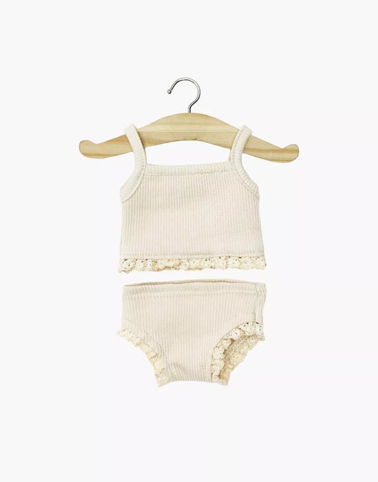 Minikane - Ribbed + Lace Underwear Set - Putty
