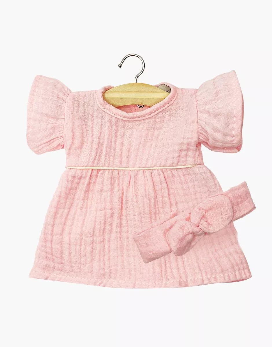 Minikane - Daisy Dress with Matching Headband  - Strawberry Gauze
