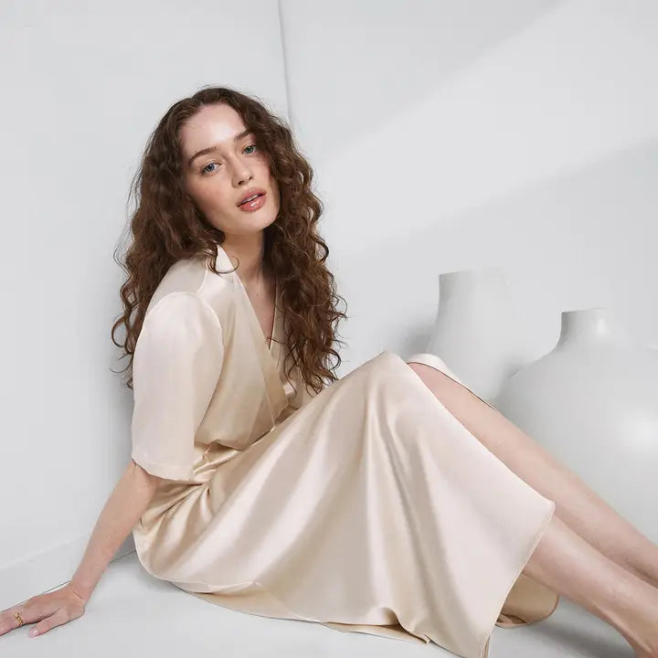 Lunya - Washable Silk Wrap Dress - Swan White