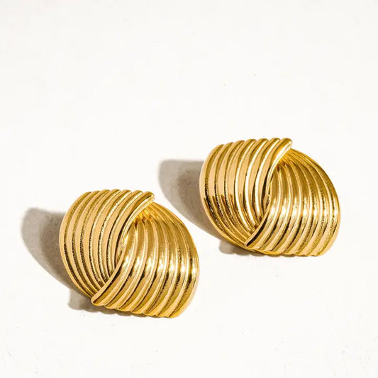 Athens 18K Non-Tarnish Wavy Studs - Gold