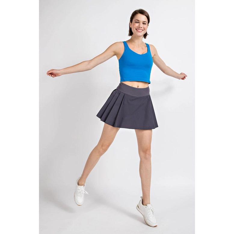 Active Side Pleat Skirt - Charcoal