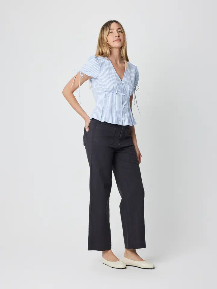 Striped Cotton Blouse - Blue & White