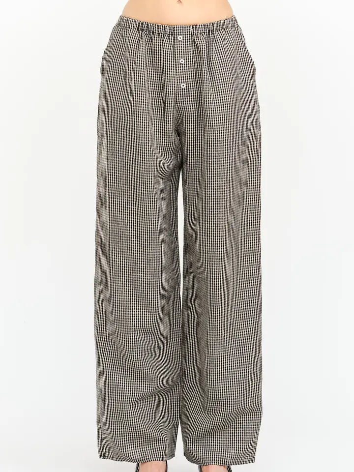 Matilda Gingham Pants - Taupe & Black