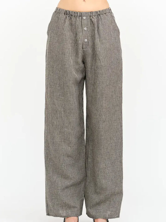 Matilda Gingham Pants - Taupe & Black