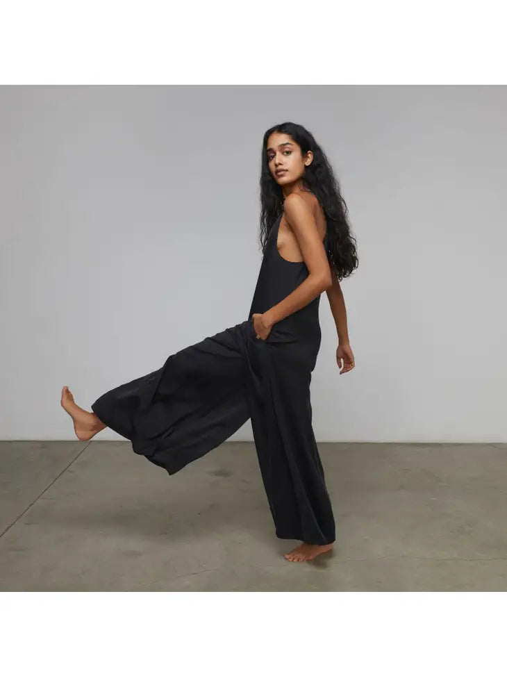 Lunya - Washable Silk Elastic Strap Jumpsuit - Immersed Black