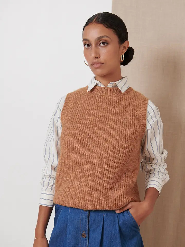 Sleeveless Sweater - Tiny - Camel