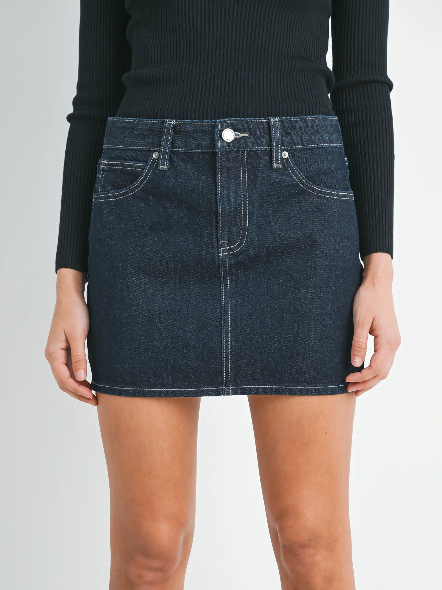 Micro Clean Hem Skirt - Dark Denim