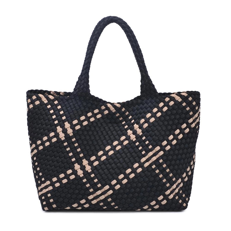 Sky's The Limit - Large Woven Neoprene Tote - Black + Nude