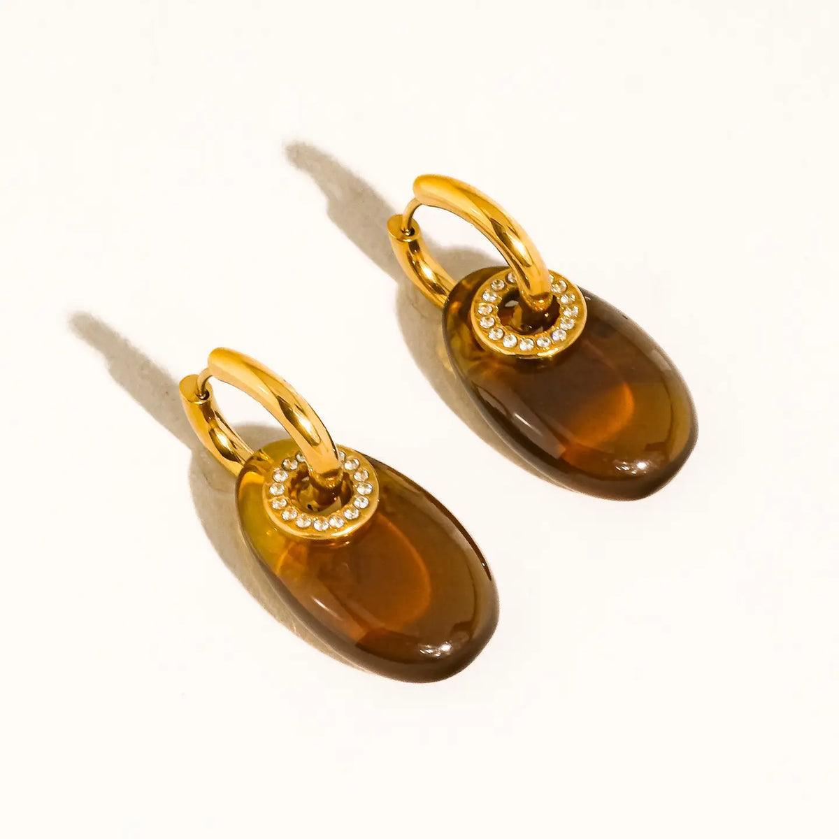 Canari 18K Non-Tarnish Resin Hoop Earrings - Brown
