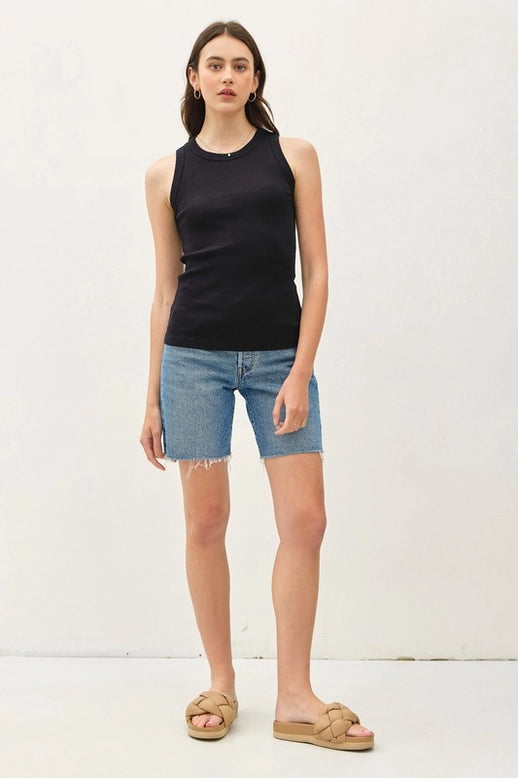 Round Neck Basic Tank - Black