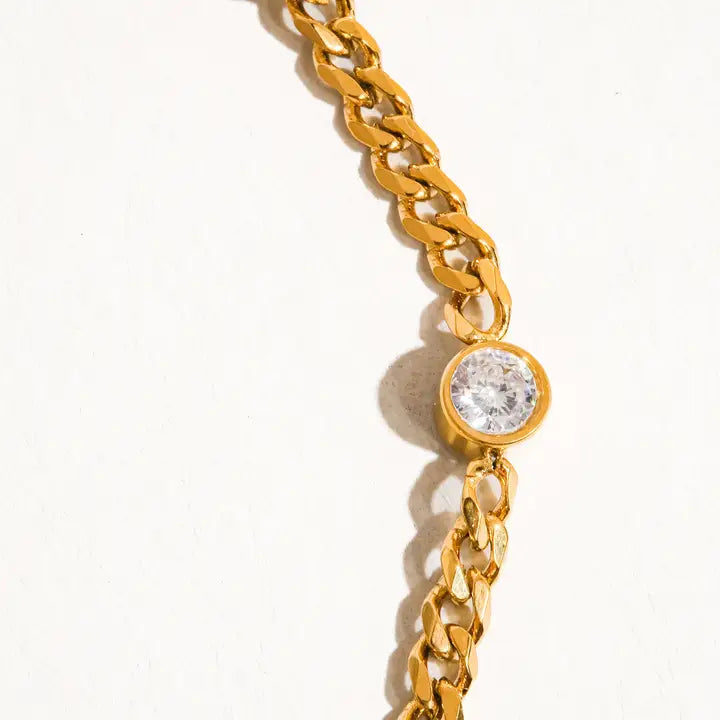 Cyrus 18K Gold Non-Tarnish CZ Chain Bracelet - Yellow Gold