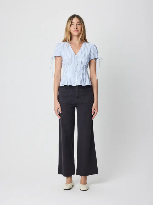 Striped Cotton Blouse - Blue & White