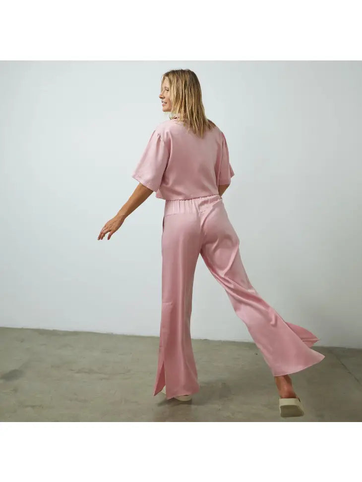 Lunya - Washable Silk High Rise Pant Set - Serene Pink