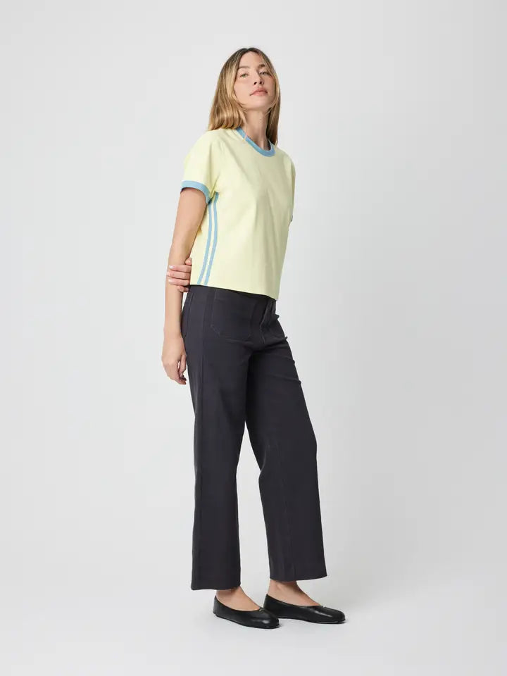 Sporty Contrast Band Tee - Yellow/Blue