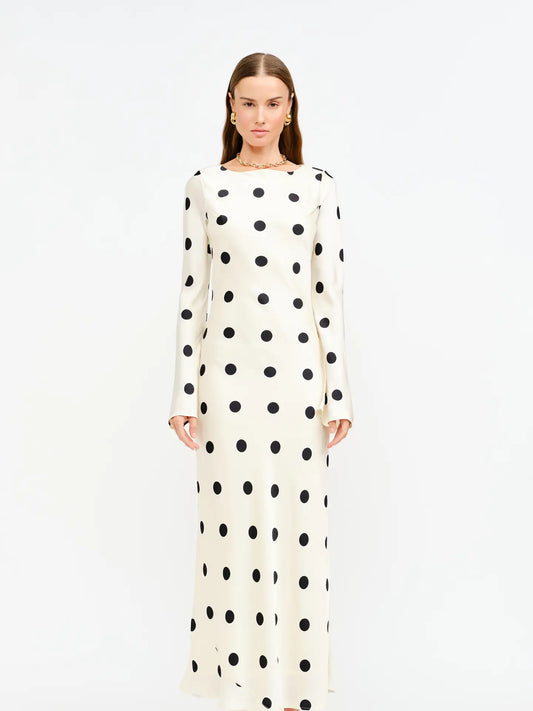 Georgie Dress - Cream Polka Dot