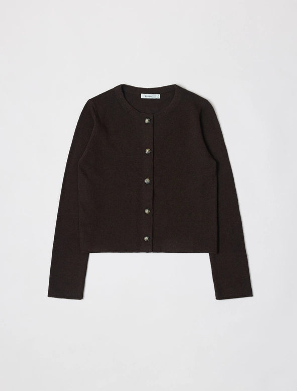 The Molly Cardigan - Lightweight Cropped Cardigan - Dark Brown