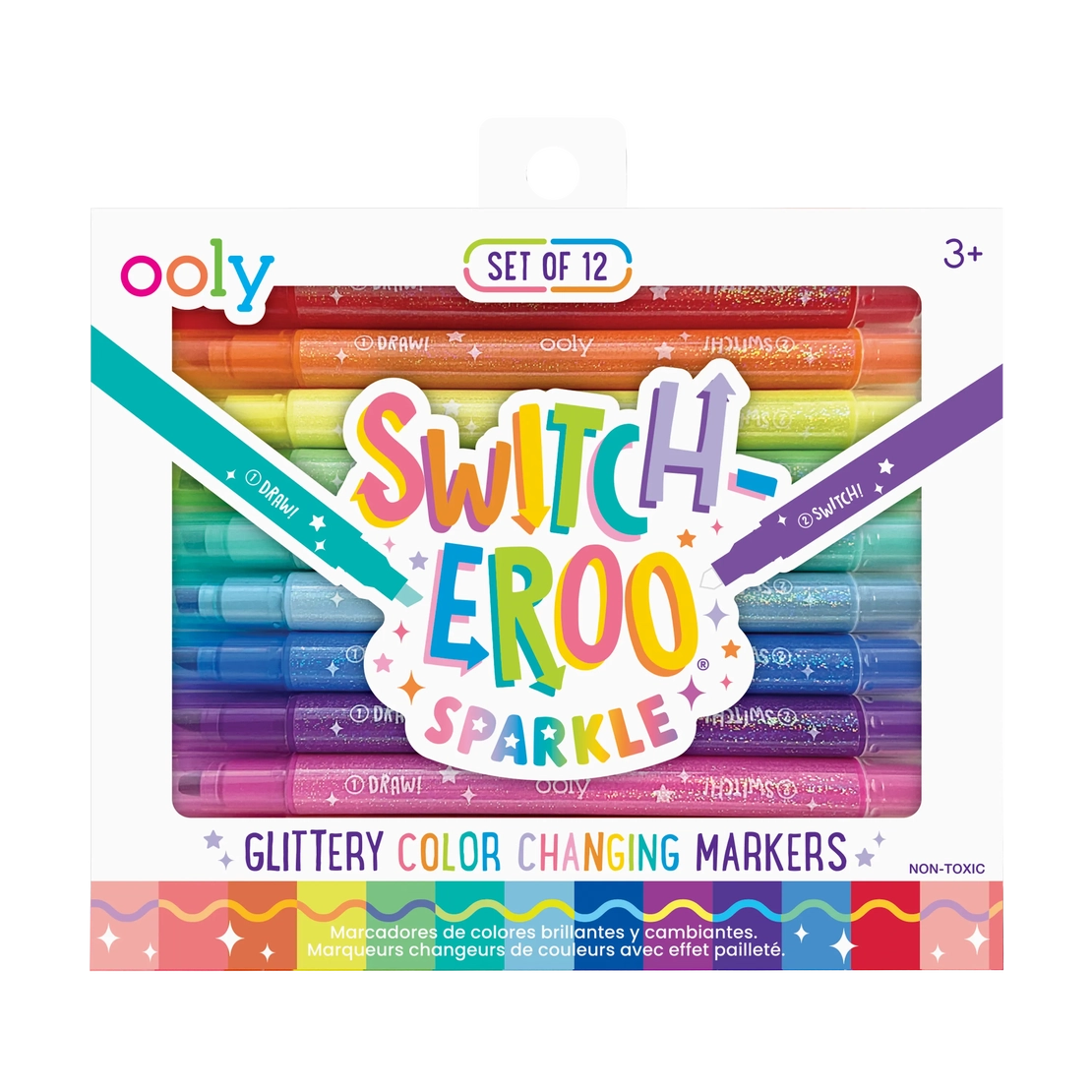 Ooly - Switch-Eroo!: Sparkle Glittery Color-Changing Markers - Set of 12