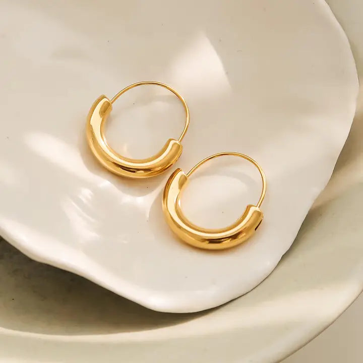 Mackenzie 18K Non-Tarnish U-Shape Hoop Earring - Yellow Gold