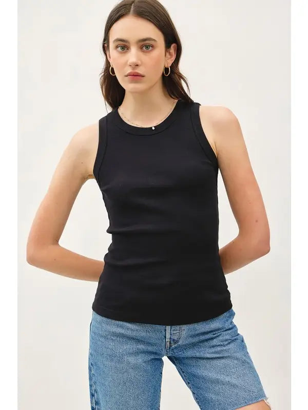 Round Neck Basic Tank - Black