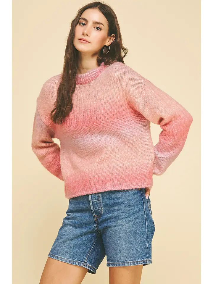 Gradient Crewneck Sweater - Pink