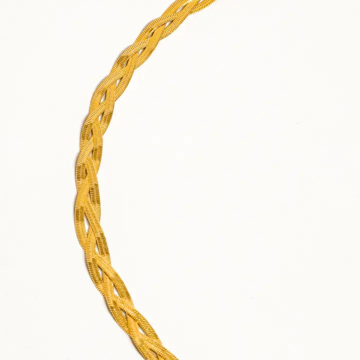 Vedette 18K Gold Non-Tarnish Braided Snake Chain Necklace - Gold