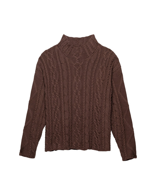 Charlie Cable Knit Sweater - Chocolate