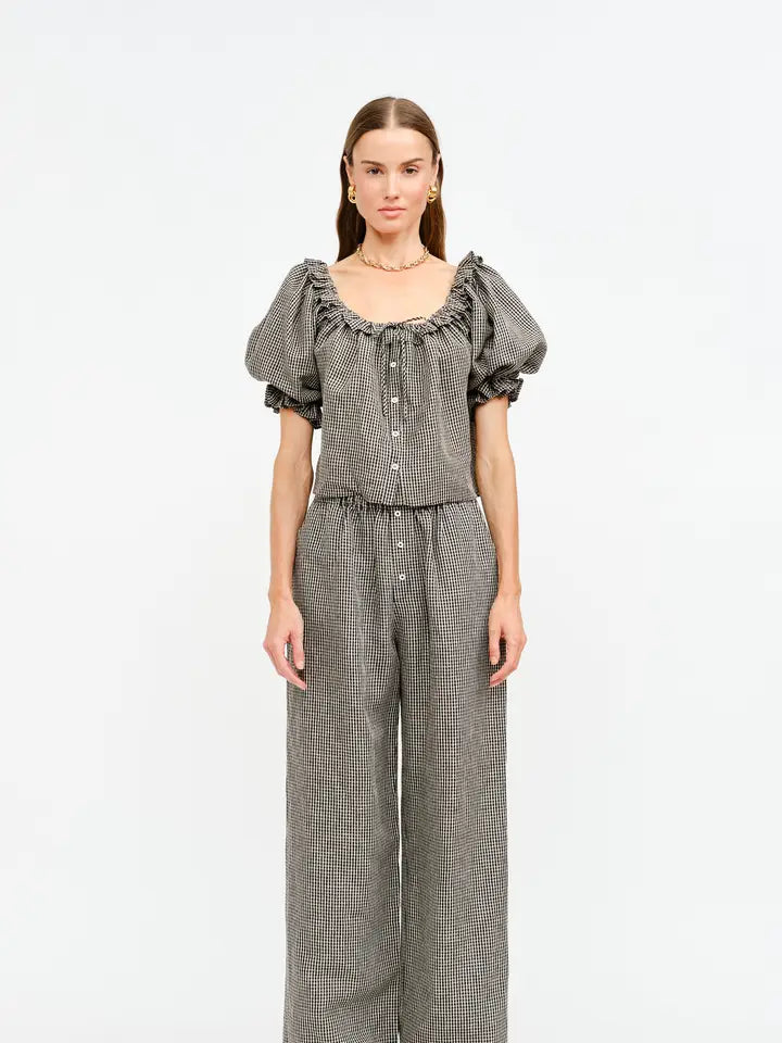 Bijou Top - Taupe & Black