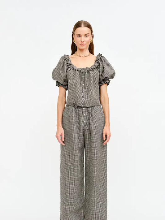 Bijou Top - Taupe & Black