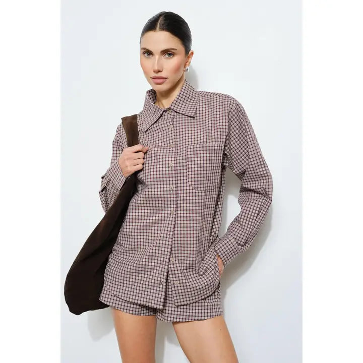 Ryan Button Down Shirt - Brown Plaid