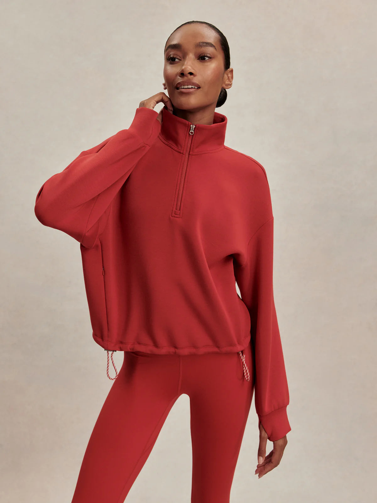 Varley - Sian Cropped Half Zip - Lava Falls