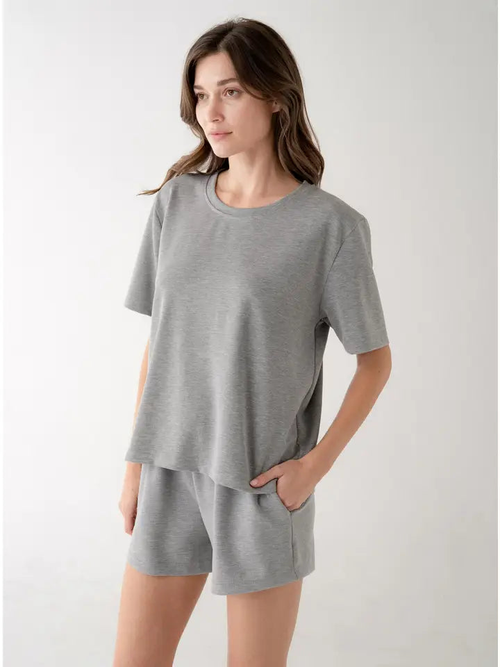 Regular Crew Neck Soft T-Shirt - Heather Grey