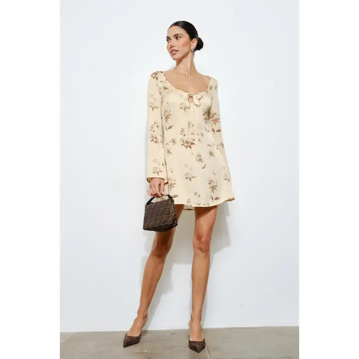 Nadia Tie Front Mini Dress - Buttercream