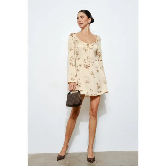 Nadia Tie Front Mini Dress - Buttercream