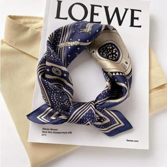 Silk Scarf - Navy Horse