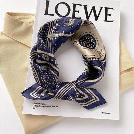 Silk Scarf - Navy Horse