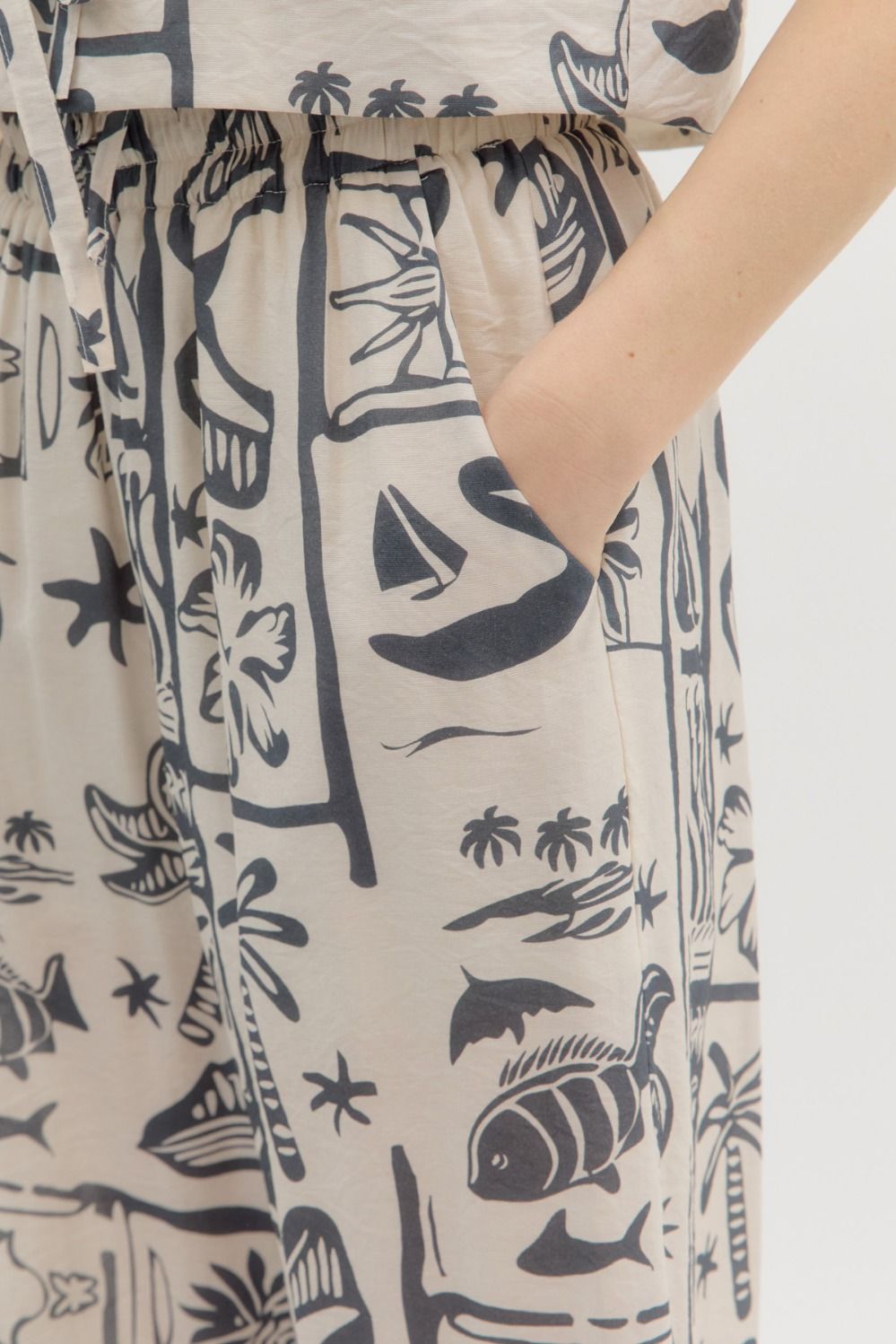 Elastic Tie Pant - Charcoal