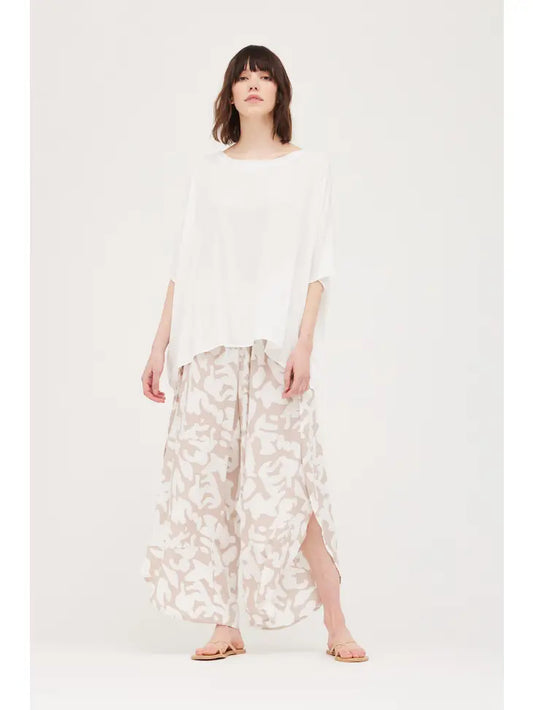 Grade + Gather - Side Wrap Wide Pant - Ecru