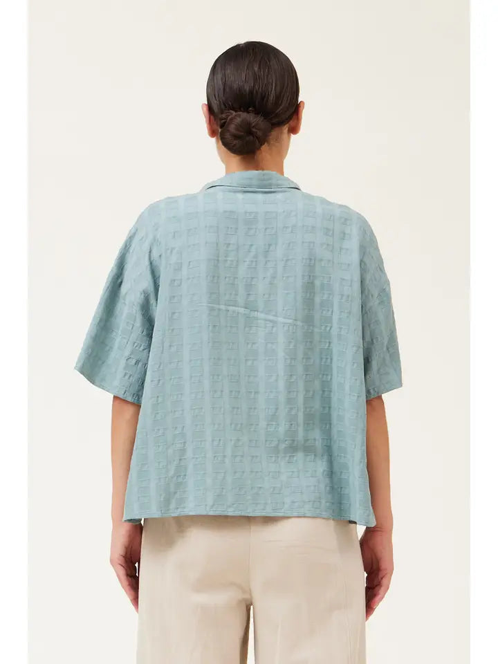 Grade + Gather - Textured Short Sleeve Shirt - Teal Dust