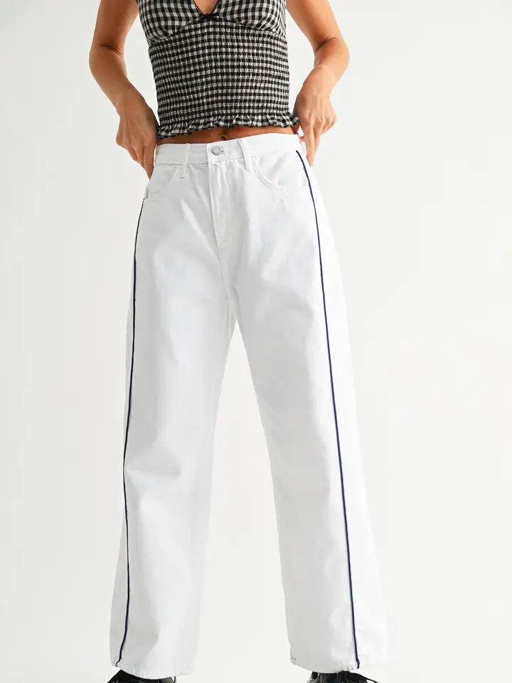Barrel Jean Twist - White & Navy