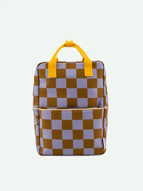 Sticky Lemon - Large Backpack - Checkerboard - Blooming Purple