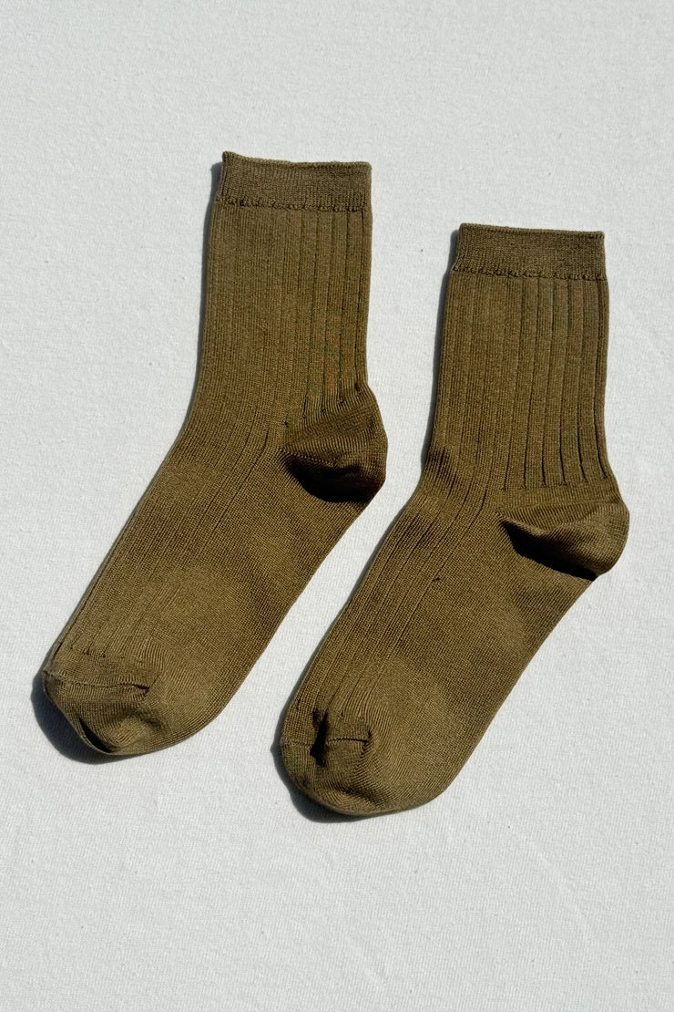 Le Bon Shoppe - Her Socks - Mercerized Combed Cotton Rib - Pesto