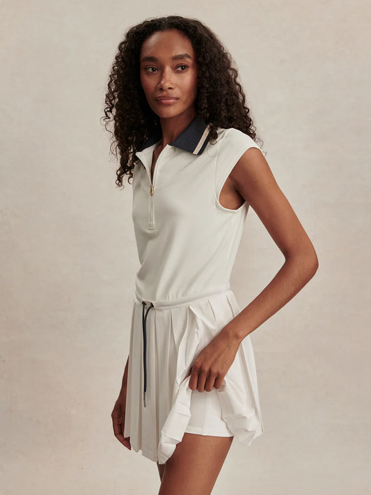 Varley - Nico Court Dress - 32" - White/Blue Nights