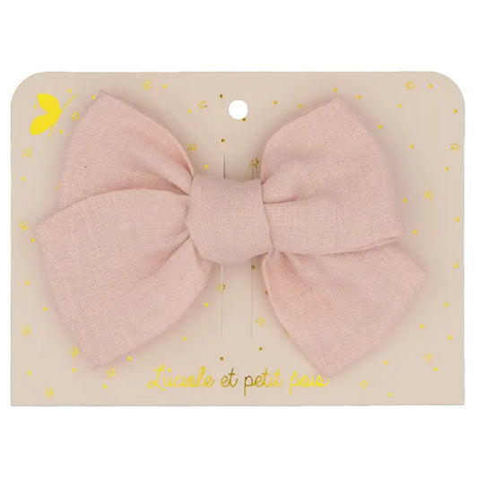 Luciole et Petit Pois - Princess Big Bow Hair Clip - Pink Linen