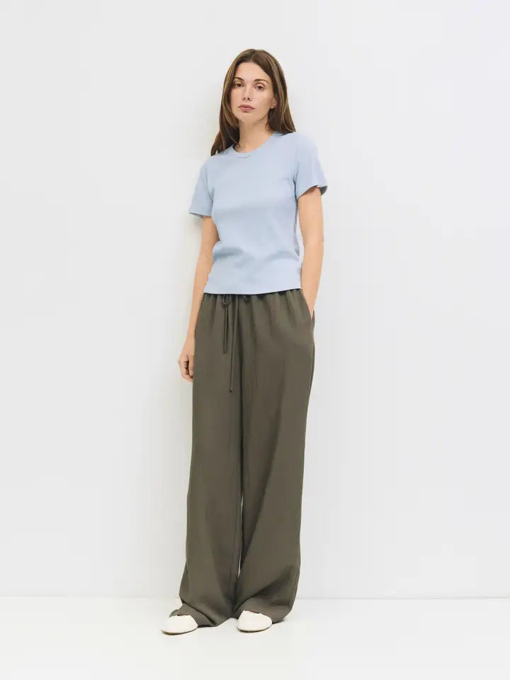 Ribbed Short Sleeve T-Shirt - Blue