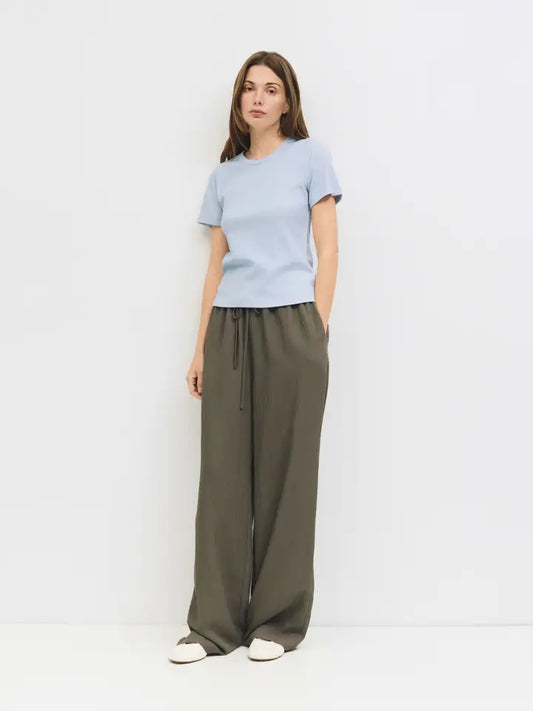 Ribbed Short Sleeve T-Shirt - Blue