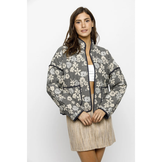 Quilted Jacket - Blue + Ivory Floral