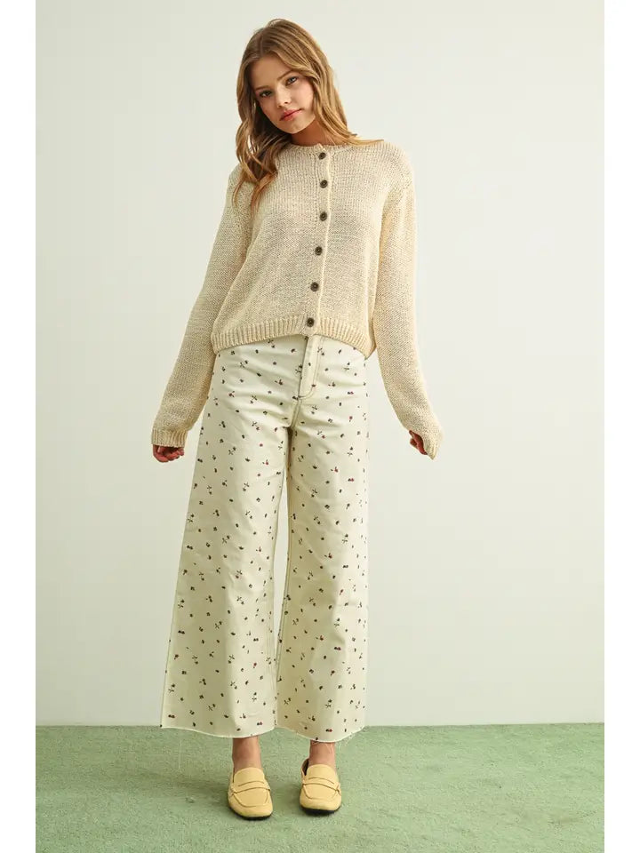 Button Front Knitted Cardigan - Beige